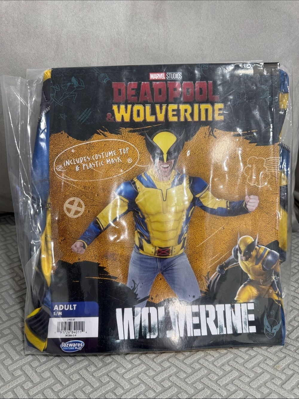 Marvel Wolverine Adults Yellow & Blue Costume Top with Mask - Official Licensed